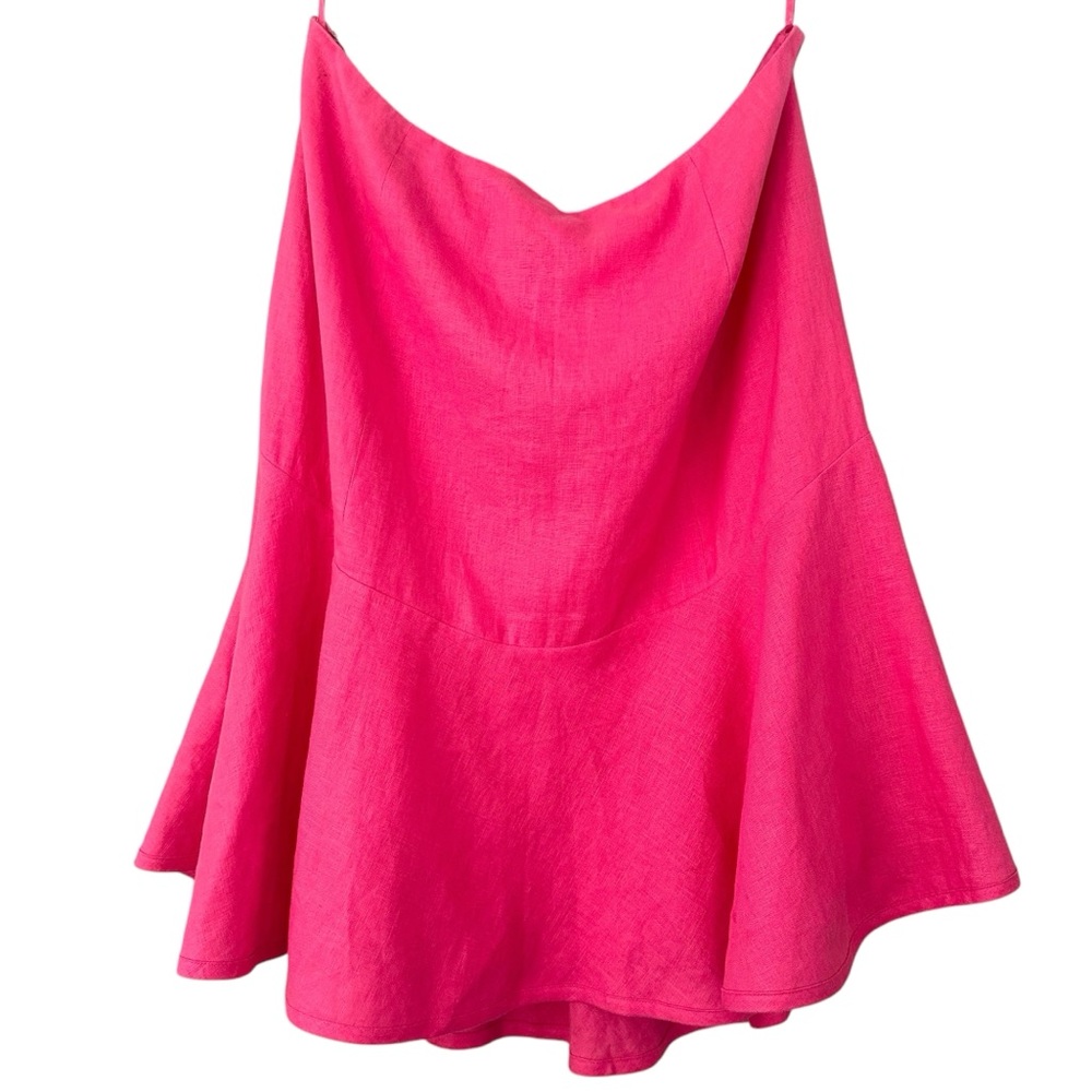 Lauren Ralph Lauren 100% Linen Pink Flare Midi Skirt Size 16